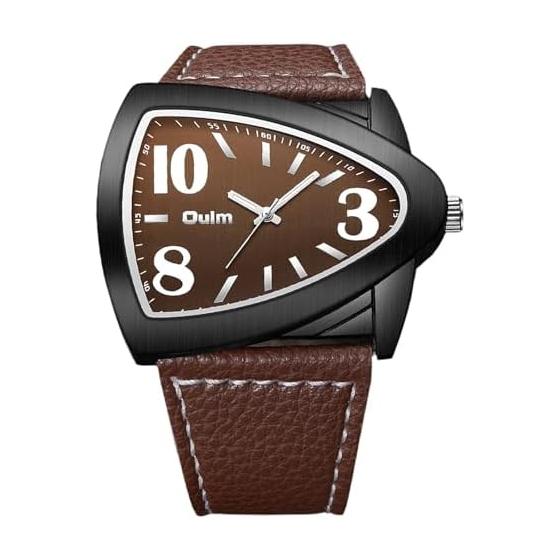 Triangle Stainless Steel Men s Watch: Fashionable, Unique, PU Strap, Cool, Manly, Present, Anniversary, Birthday - Brown
