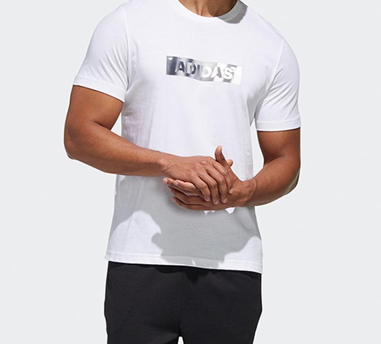 Adidas T Shirts Men's White Crew Neck Moderate Straight Fit GH4418