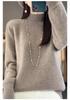 Women's Cashmere Wool Pullover: Half-High Neck, Loose Fit, Korean Style Knit Base Layer for Autumn/Winter