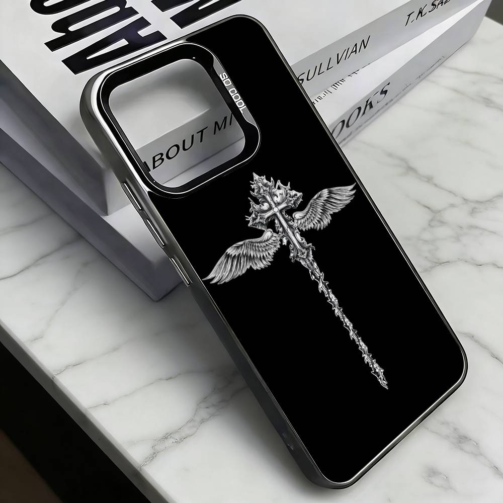 

Cross Emblem Phone Case For iPhone 17,16,15,14,13,12,11 Plus,Pro Max,XS,Colorful Silver Black Cover iPhone16promax