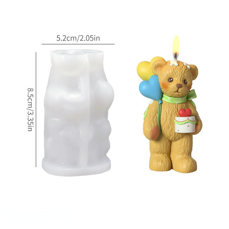 3D Cute Bear Resin Mold For Candle Soap Making Silicone Fondant Chocolate Candy Molds For Cake Decor Diy Art Crafts Gifts Mould