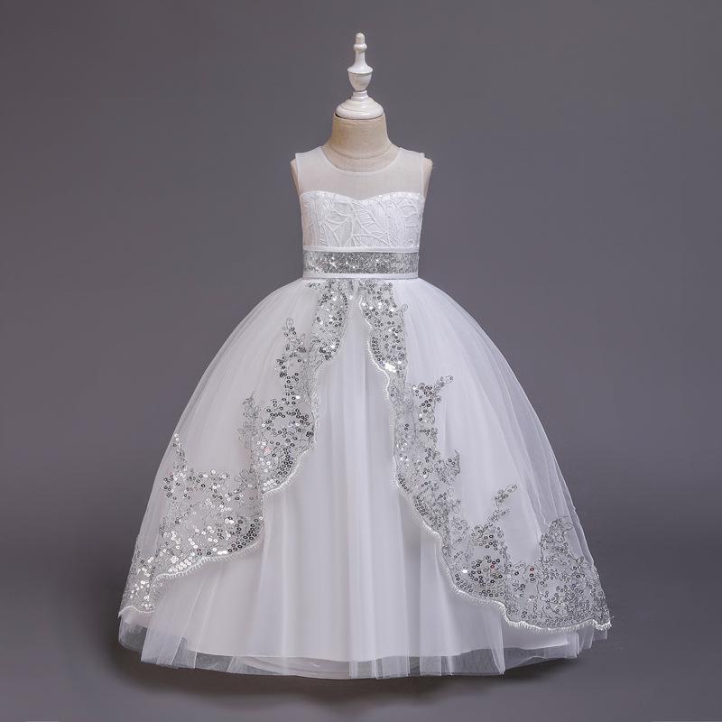 Girls' Sequin Lace Flower Girl Wedding Dress