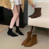 Autumn and Winter Soft-soled Versatile Pointed Elastic Thin Boots Pointed Kitten and 2025 Short Boots Black Suede Single Boots