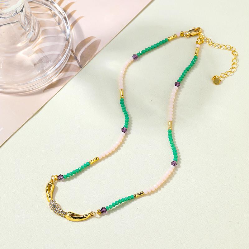 

Elegant Teardrop Spinel Crystal Beaded Choker Necklace for Women - Versatile Summer Luxury Accessory