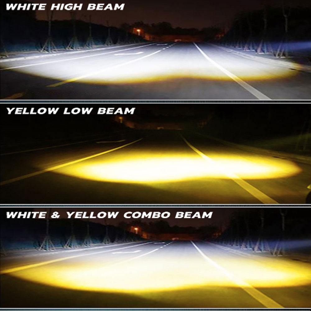 3 Lens Motorcycle LED Spotlight Dual Color Hi/Low Beam Fog Lamps for Car Trucks SUV UTV 12V 24V Lens led Headlight Driving Light