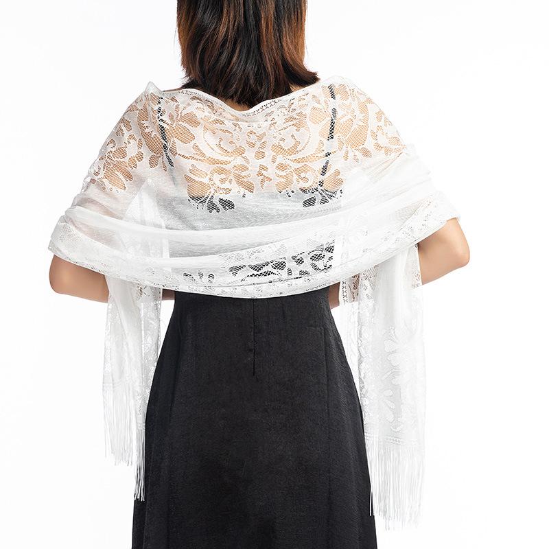 Nová výšivka Krajka Šála Šála Květinový Trojúhelníkový Závoj Šála Pro Ženy Párty Šátek Svatební Poncho Stoles Dámské Zábaly na čelenku