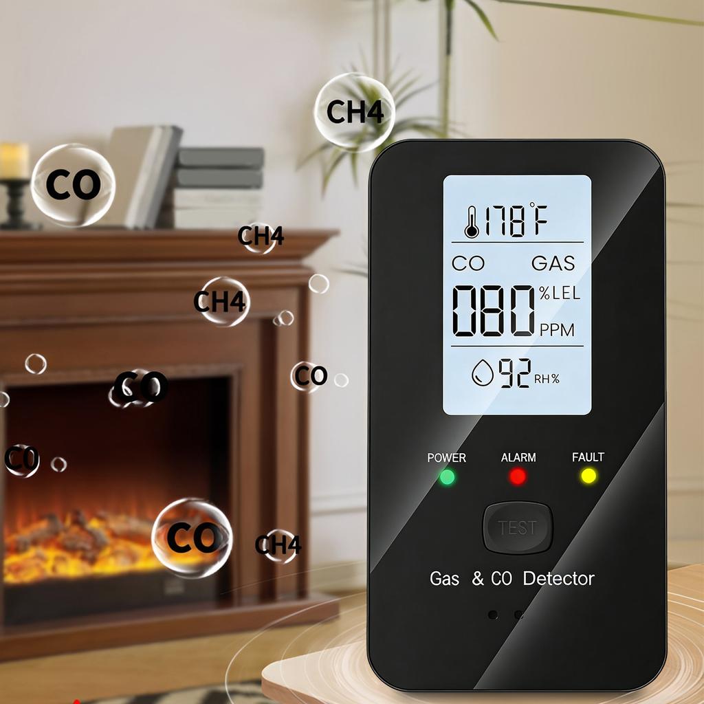 Natural Gas Detector Alarm Plug in with LED Color Display Rv Methane Gas Detector Fast Response for Home RV Camping Apartment