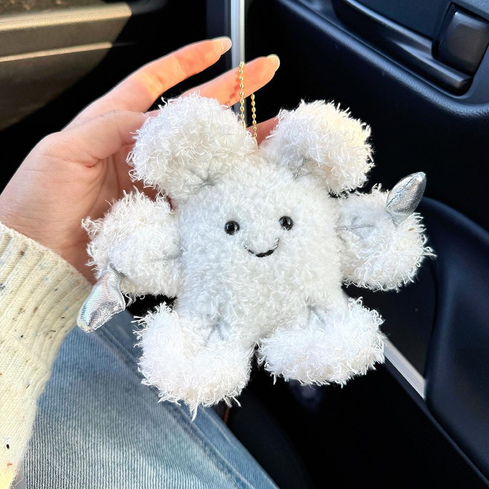 

Adorable Snowflake And Maple Leaf Plush Pendant With Cotton Filling For Backpack Decor белый