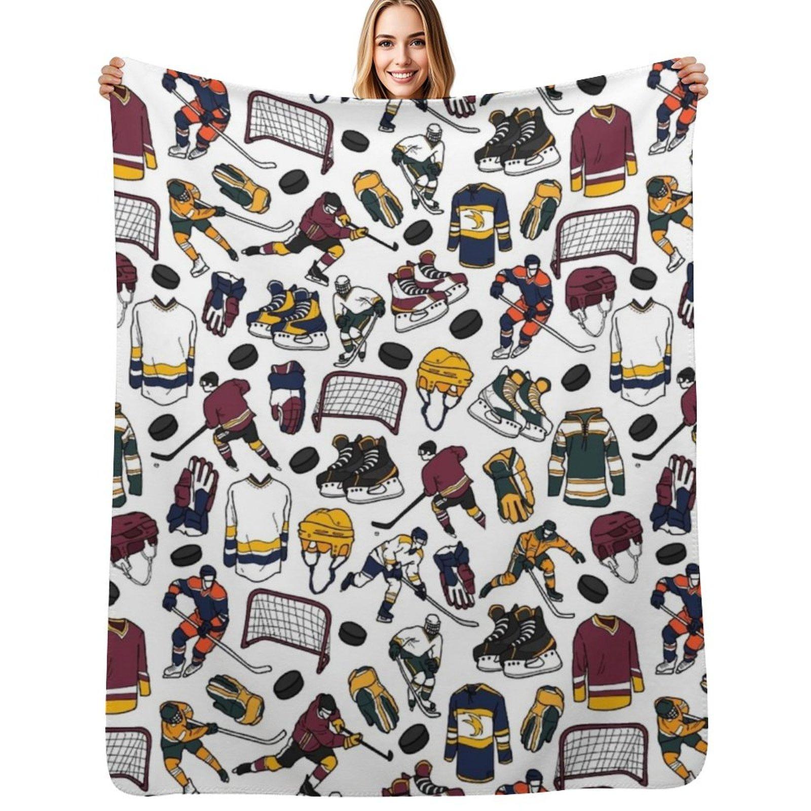 ice hockey equipment blanket Love Ice Hockey TTA Throw Blanket Ultra Soft Flannel Fleece Blanket for All Seasons Size: 75*100cm, Weight: 230 GSM