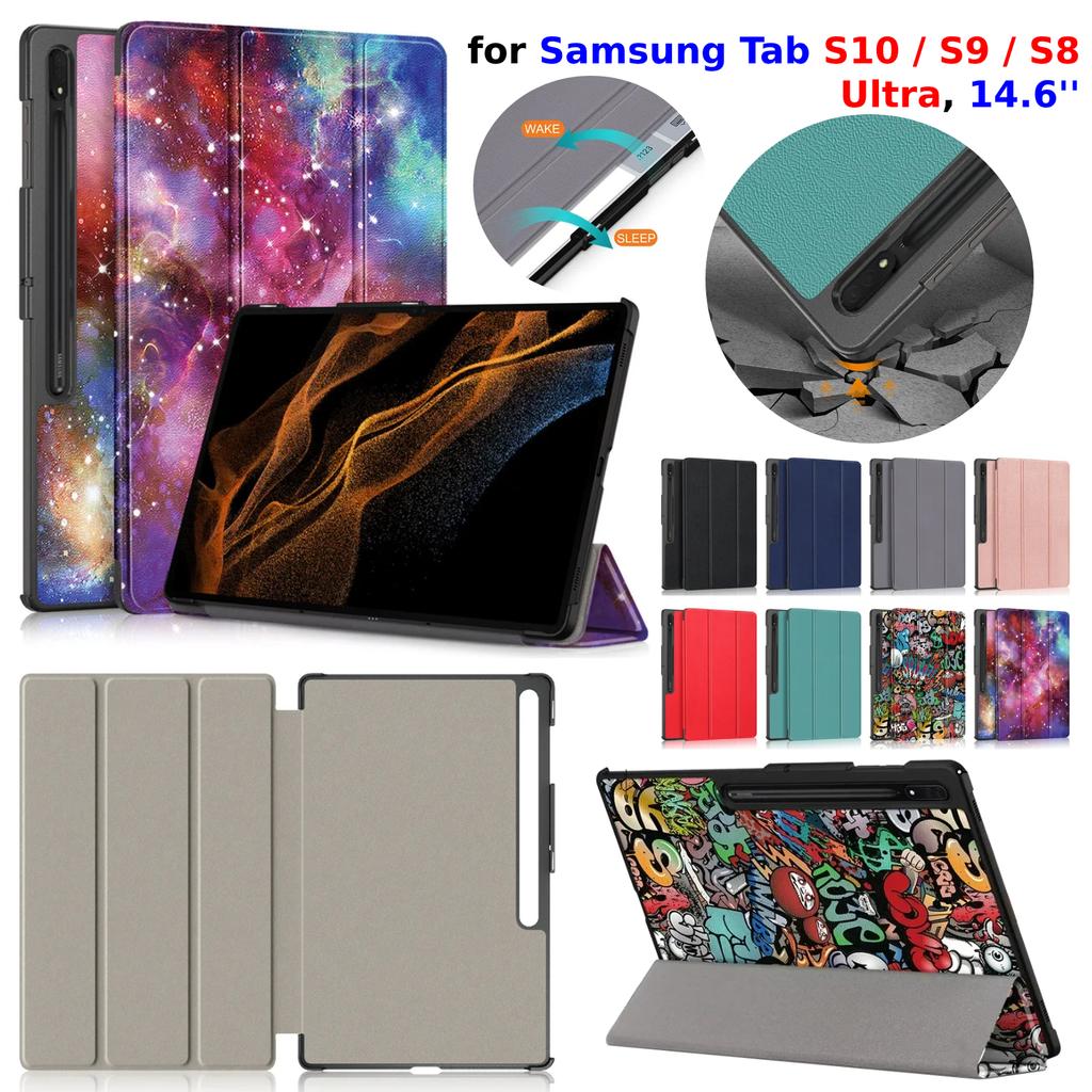 For Samsung Tab S10 Ultra Case 14.6 Inch S9 S8 Ultra SM-X920 X910 X900 Flip Stand Magnetic Leather Cover Hard 14.6" Tablet Case