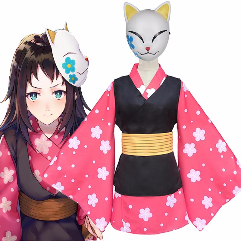 Kimetsu Slayer Demon No Yaiba Makomo Cosplay Kostyme Kvinner Kimono Drakt Kåper