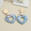 Vintage European & American Style Geometric Blue Heart Earrings for Women