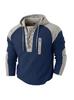 Men's Drawstring Hoodie Waffle Color Block Casual Athletic Sweatshirt Pullover