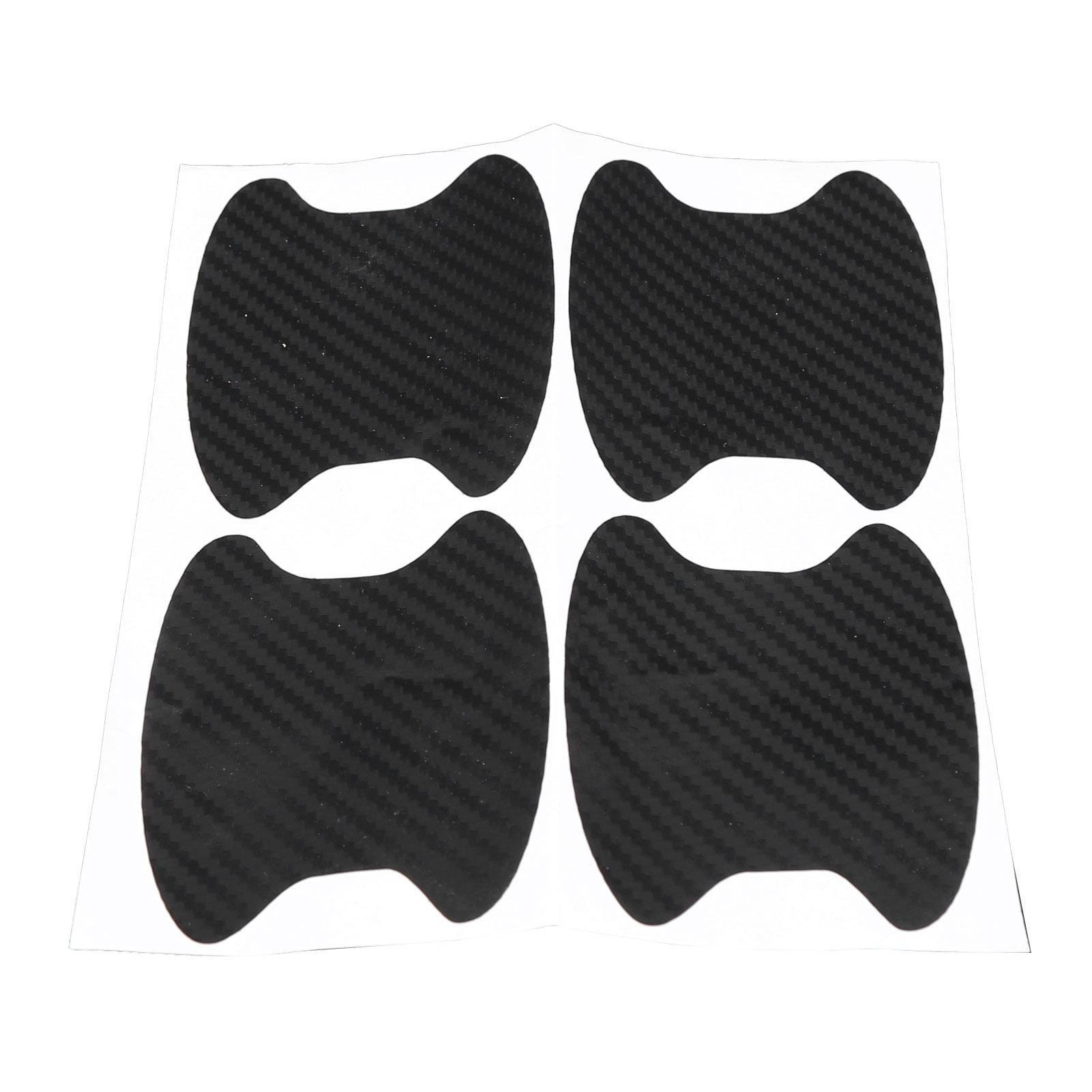 4 pièces Cache-cuvette de poignée de porte Garniture Carbone ou Autocollants Anti-rayures pour Voiture Camion  (Noir )