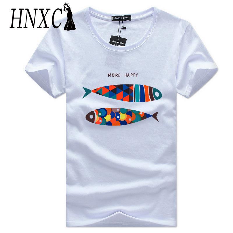 Футболка с коротким рукавом из хлопка HNXC мужская модная свободная рубашка с коротким рукавом и принтом Сострадательная рубашка S белый 979₽