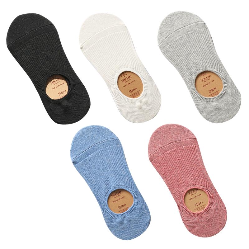 

Женские хлопковые невидимые носки-невидимки, нескользящие летние яркие однотонные силиконовые короткие носки, модные милые тонкие носки-лодочки 5pairs разноцветный