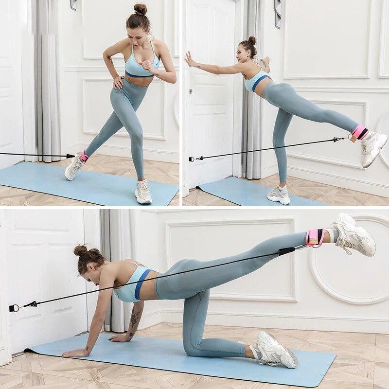 Sport-Knöchelriemen-Set für Kabelmaschine, Fitness-Fußstütze, gepolsterte D-Ring-Knöchelmanschetten, Fitnessstudio, Workout, Bein-Gesäß-Riemenscheibe