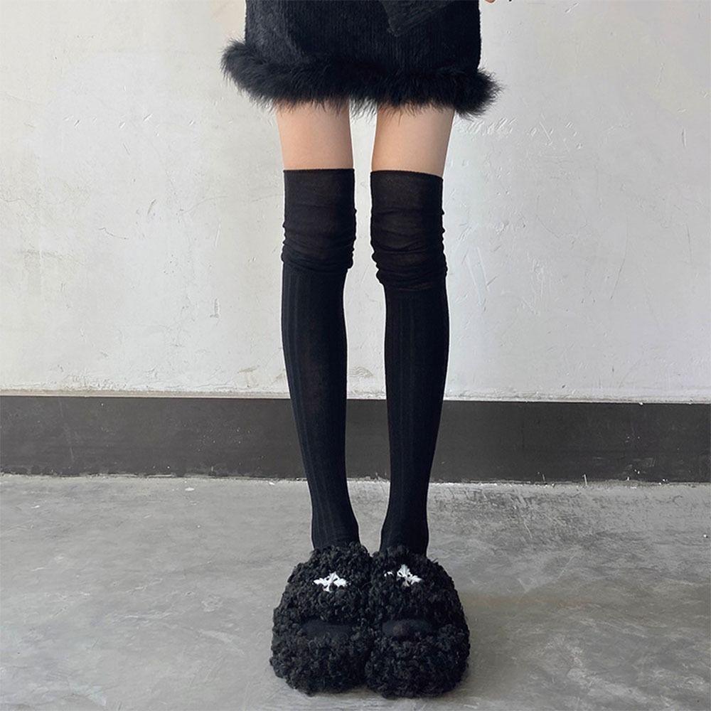 Solid Color Women Long Socks Over The Knee Tall Tube Leggings Trendy Thigh High Stockings