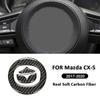 For Mazda CX-5 2017- Carbon Fiber Car Steering Wheel Center Emblem Trim Kits Decoration Sticker Auto Interior Accessories