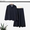 ZANZEA Women Long Sleeve Blouse and Long Skirts Stripe Print Two Piece Suit Sets