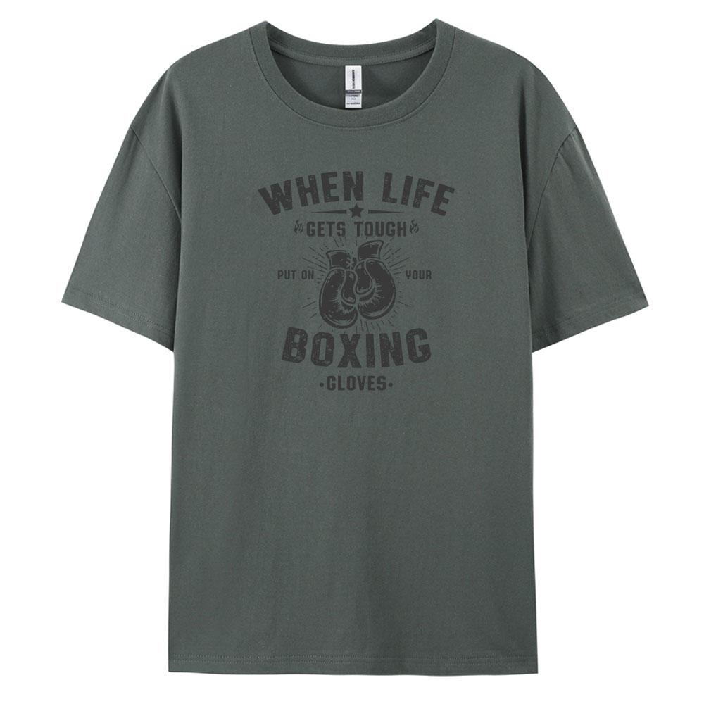 Boxing Comfortable Mens Loose Fit Tshirt with Stylish Prints Vintage and Short Sleeved