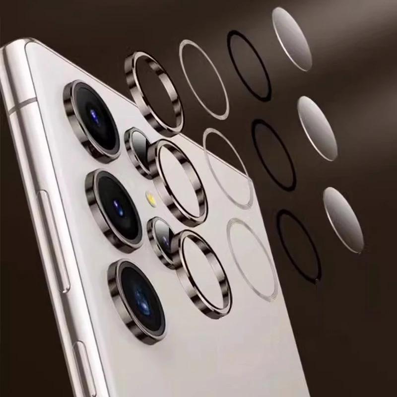 Metal Lens Ring Glass For Samsung Galaxy S24 Ultra S24 Plus Full Cover Camera Lens Protector Glass S23Ultra S23FE Protective Cap