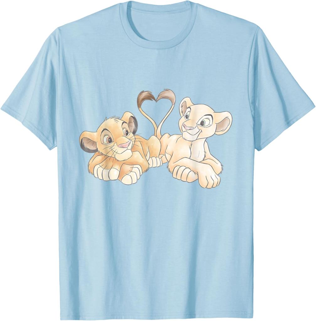 Hot Fashion Disney The Lion King Simba and Nala Hearts Valentine’s Day T-Shirt S-4XL Four Seasons Gift
