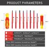 10Pcs Interchangeable Blade VDE Insulated Screwdriver Set with Case Magnetic 500V Home and Professional Use Electricians Tools