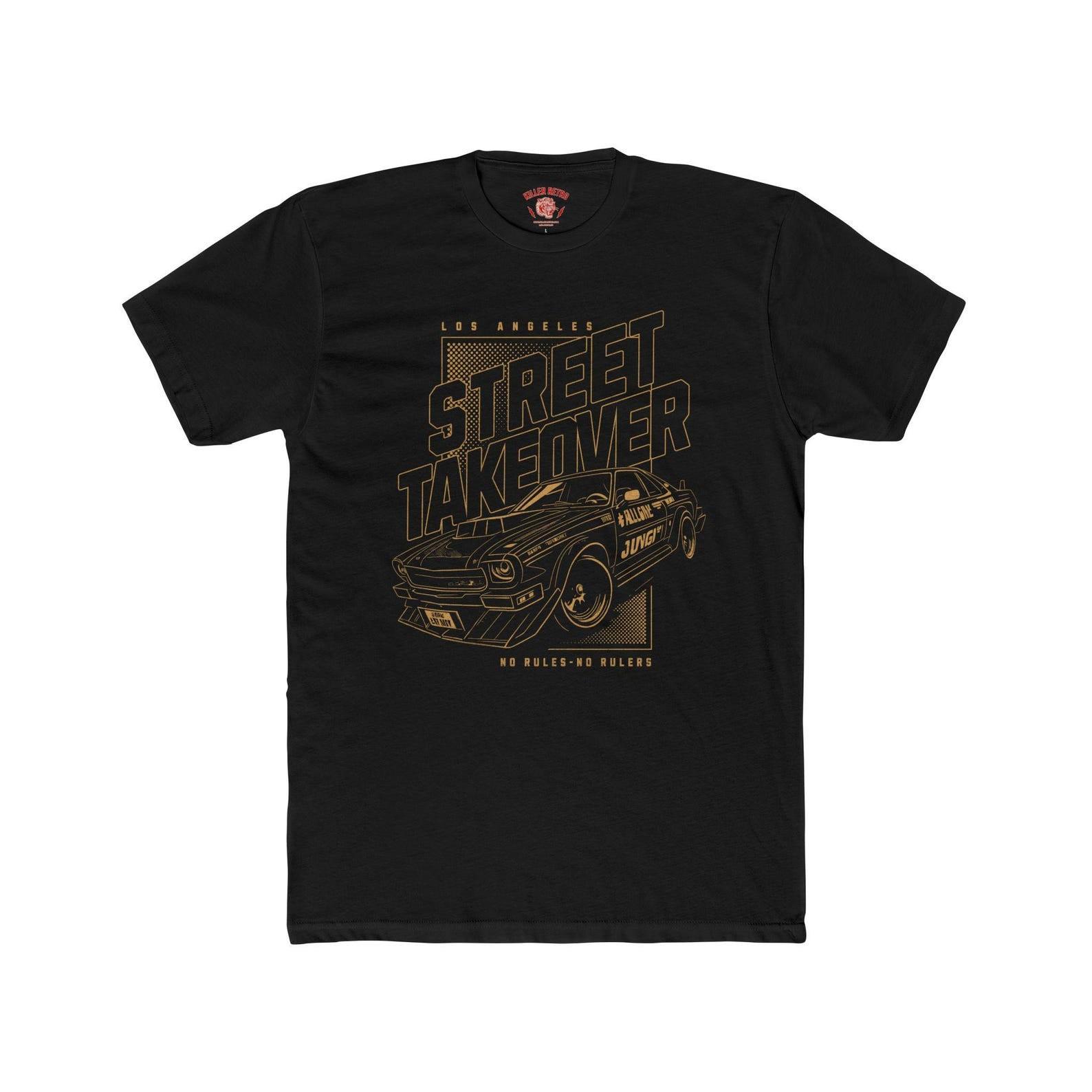 Drift Racing Muscle Car T Shirt Street Takeover Graphic Tee Streetwear S разноцветный