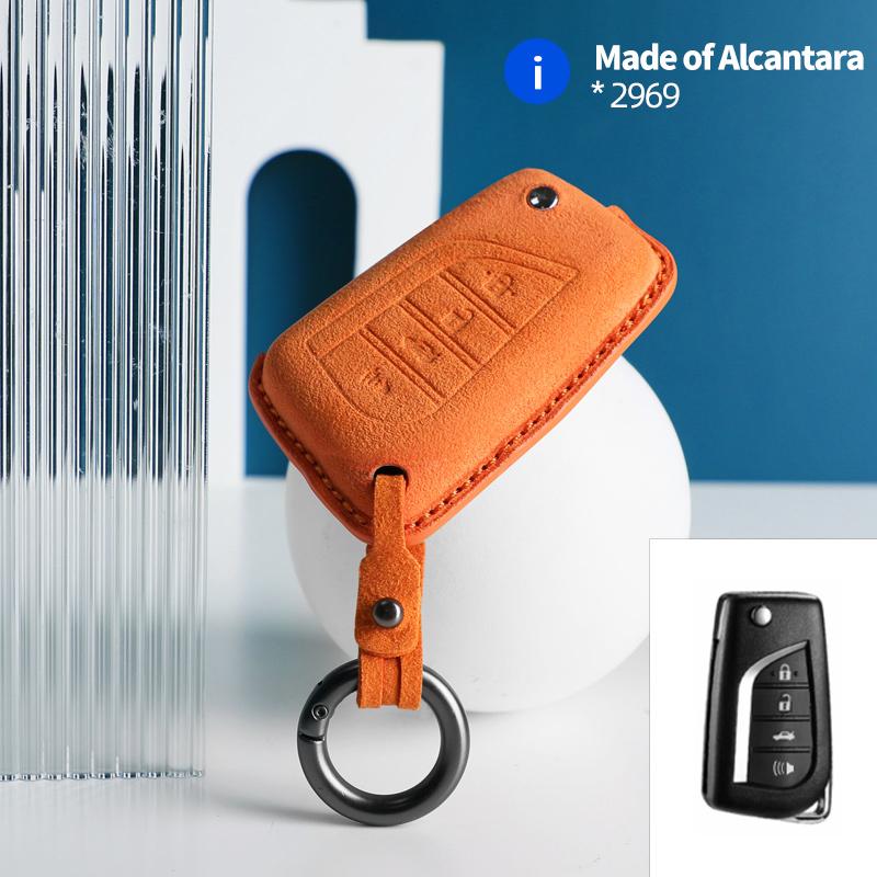 For Toyota Auris Corolla Avensis Verso Yaris Aygo Scion 4 Buttons Car Remote Key Case Cover Shell Suede Alcantara Accessories