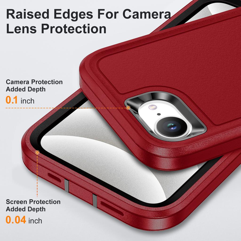 For iPhone 16e Case PC + Silicone + EVA 3 in 1 Shockproof Phone Cover