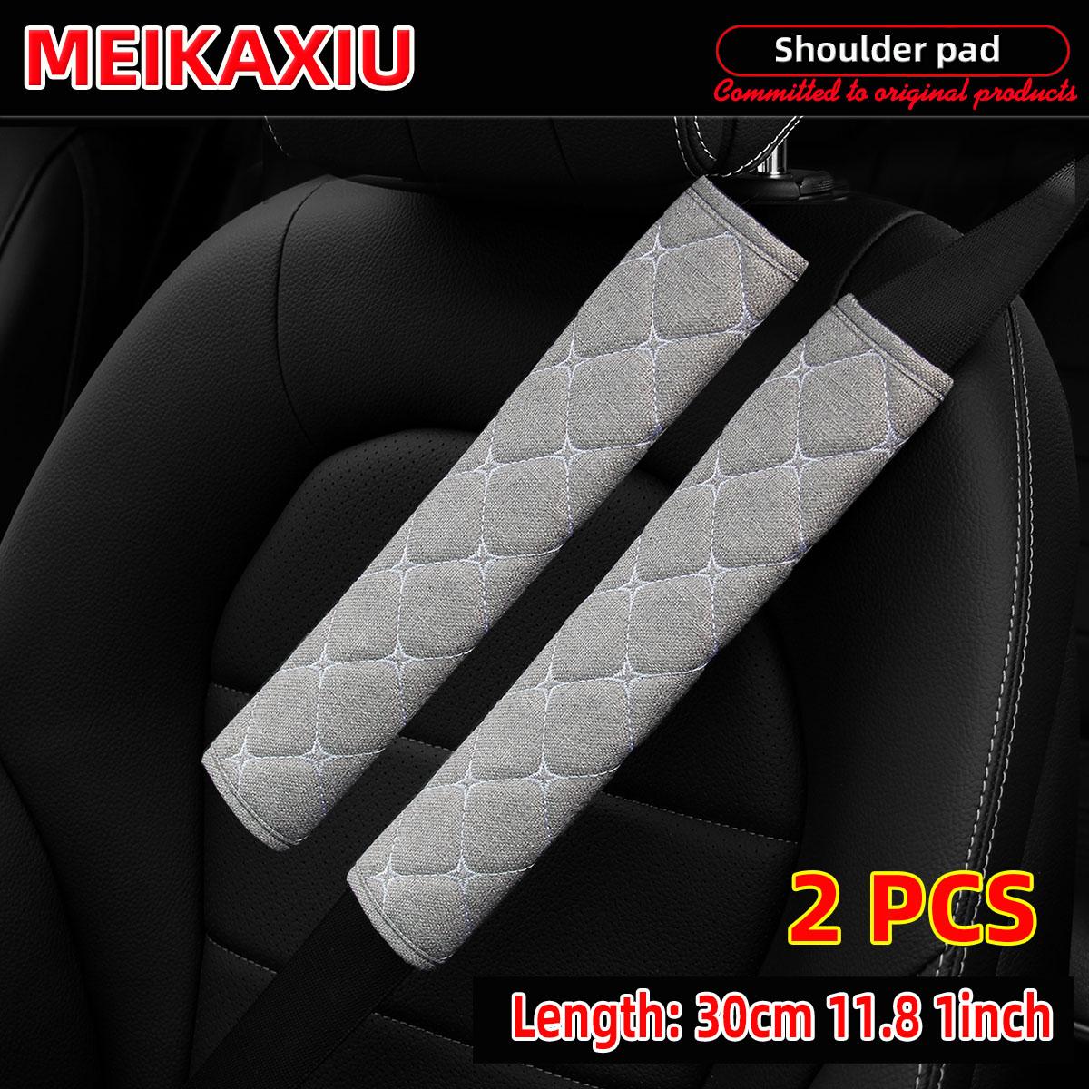 

2 pieces, 30cm11.8inch breathable faux linen mesh fabric leather, multiple car shoulder guards, seat belt decorations