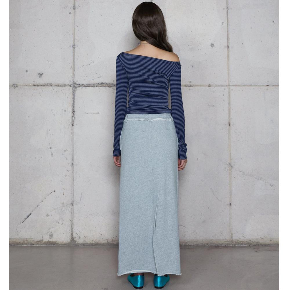 Lara Fox Back Slit Long Sweat Skirt Grey Br4Cs002