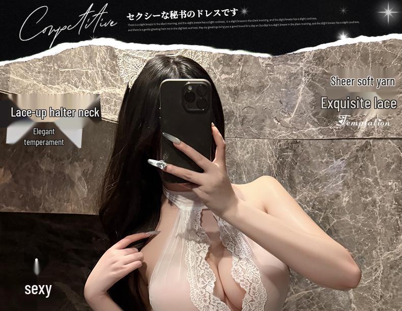 Sexy Lingerie A-line High Waist Lace Bodycon Pencil Skirt for Women 