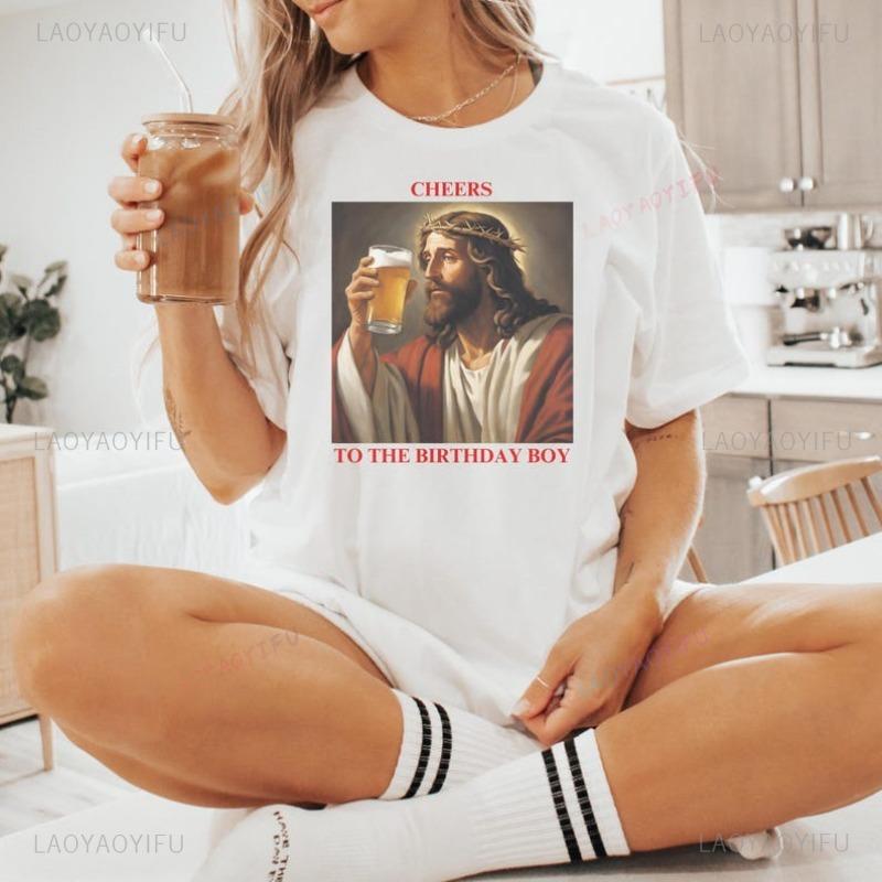 Lustige Weihnachtsgrüße für das Geburtstagskind Jesus Weihnachts-T-Shirt Frau Mann Rot Grün Baumwoll-T-Shirts Neujahr Weihnachten Oberteile