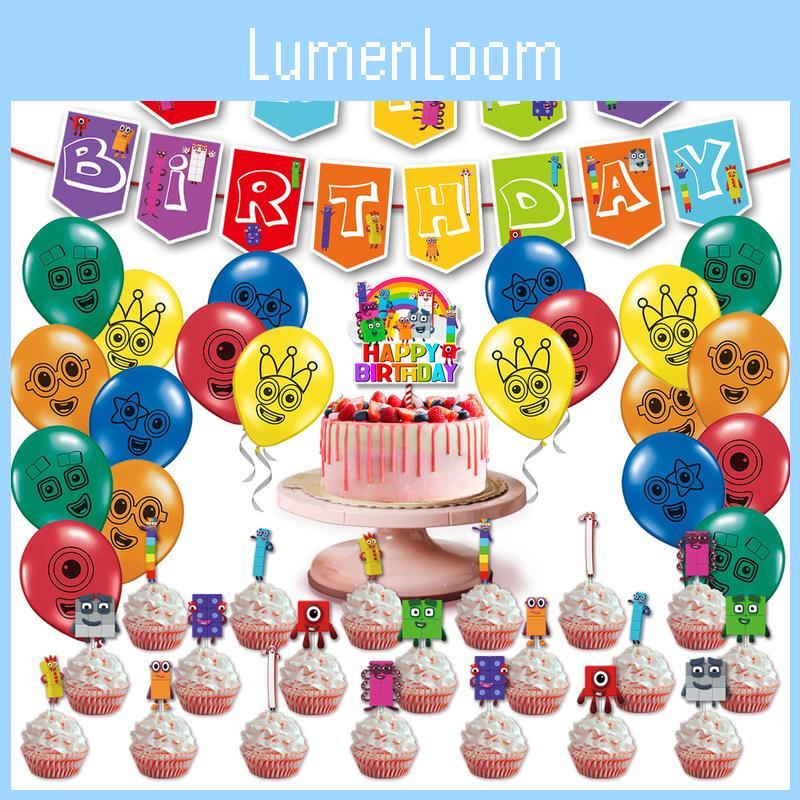 Vibrant Numberblocks Theme Balloon Pull Flag Set For Cheerful Party Decorations And Supplies