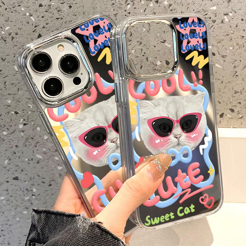 Mobile Phone Cases for iPhone 11 13 XR 15 Pro Max 12 14 Pro Max Case iPhone 16 XS Max Mirror Protective Case Mirror Exquisite Cartoon Waterproof