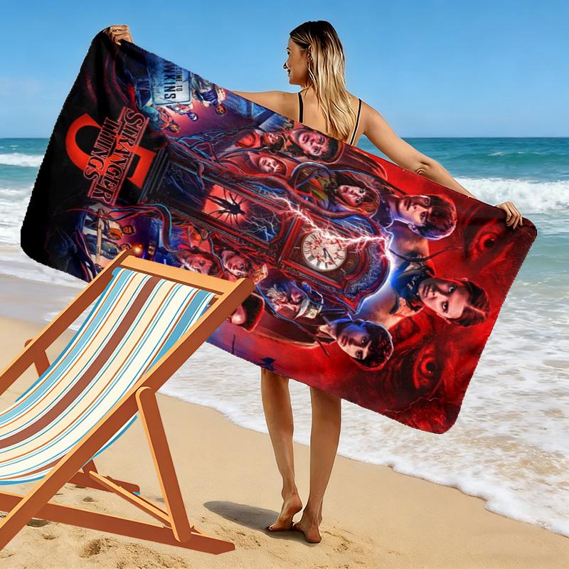 Stranger Supernatural Things Print Beach Towel, Large Soft Quick Dry Towel for Beach Camping Swimming