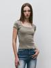 KITTY POTTERY [2Pack] Classic Soft Deep Square Neck T-Shirt [10 Colors] (E Type)
