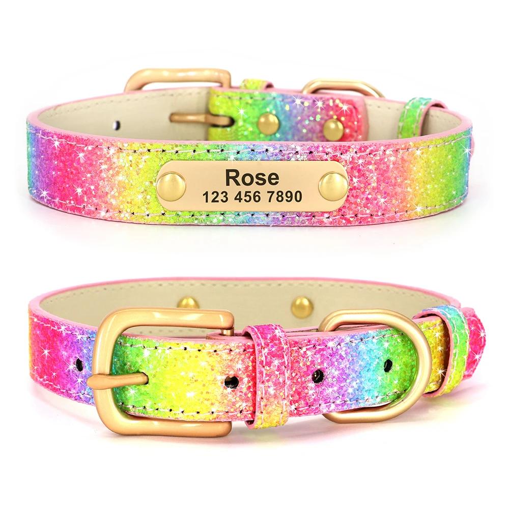 Leder Katzenhalsband Personalisiertes Katzenhalsband für Welpen Kleine Hunde Haustier Kätzchen Namensschild Halsband Kostenlose Gravur Verstellbar Haustierhalsbänder