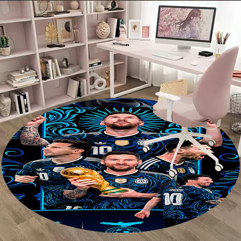 1pc M-Messi4 Carpet, Round Rug, Comfortable, Suitable for Entryways, Living Rooms, Office, And Bedrooms, Christmas Decoration