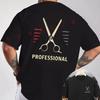 HAIRCUT SCISSORS PROFESSIONAL Hairdresser Professional Graphic Motorcycle Double-Sided Print T-