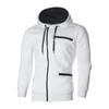 New Men's Solid Color Sports Casual Jacquard Sweatshirt Fleece Cardigan Hooded Jacket