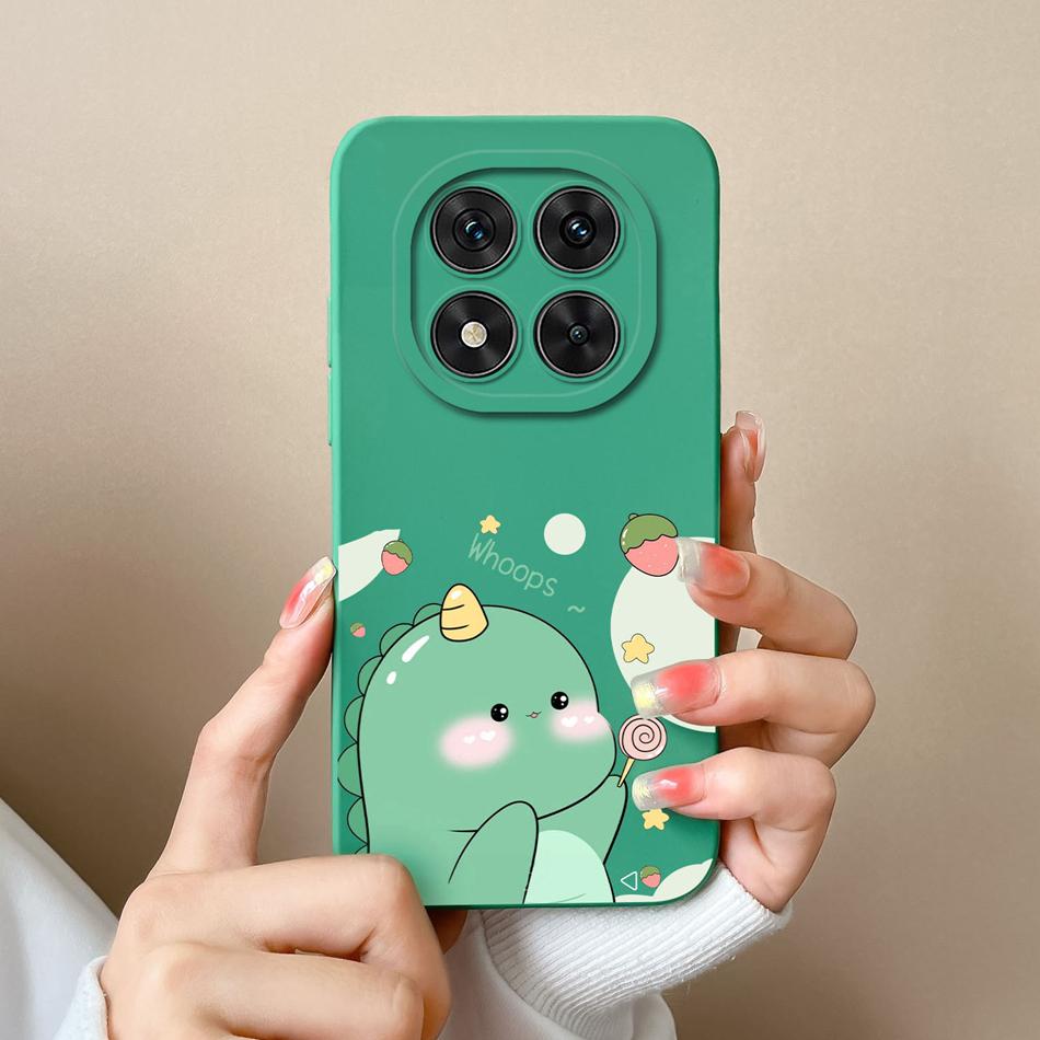 Case For Poco X7 Pro Cute Dinosaur Phone Bags Soft High Quality Liquid Silicone Back Cover For Poco X 7 Pro X7Pro Durable Fundas