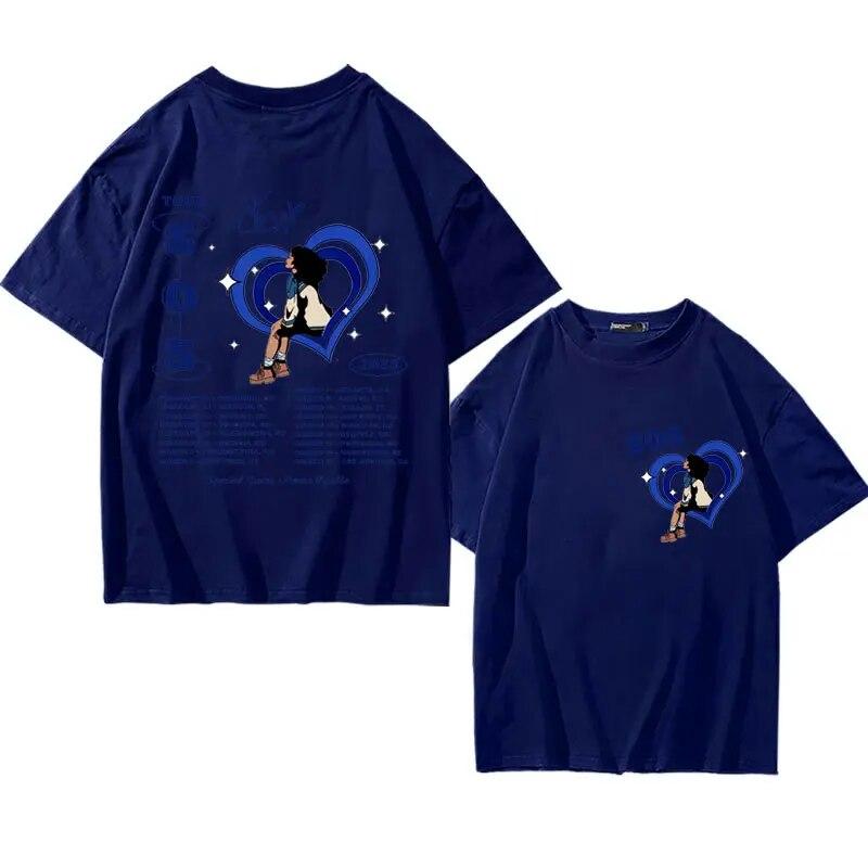 Singer SZA SOS Tour Print T-shirts Unisex Women Vintage Casual Pure Cotton T Shirt Summer The High Street Fashion Oversized T-shirt