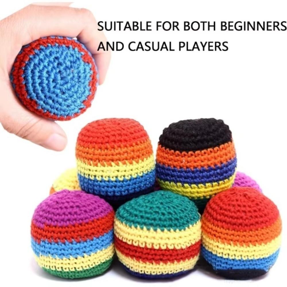 1/3/6/12Pcs Geometric Pattern Foot Bag Crochet Balls Durable Crochet Kick Sack Children