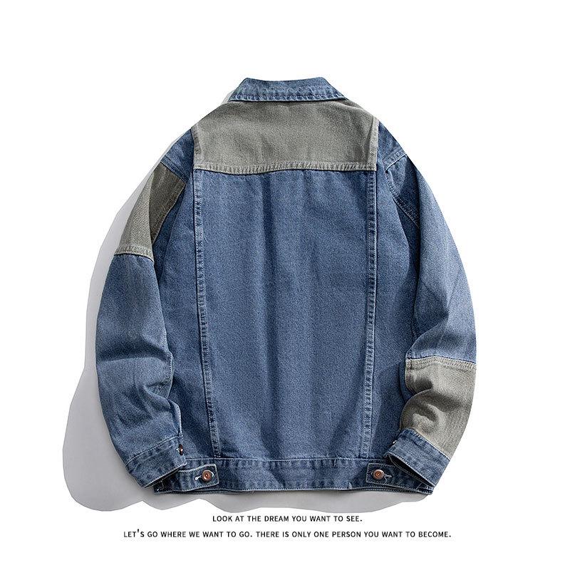 2025 Men's Plus Size Casual Denim Jacket: Trendy Patchwork, Loose Fit