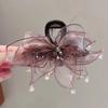 Sheer Tulle Crystal Pendant Spark Crystal Hair Jaw Clip Elegant Tulle Claw Clip  Daily Style