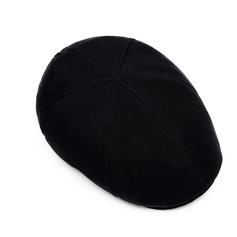 Herren Schirmmütze Herbst Winter Großer Kopf Baskenmütze Retro Baumwolle Unifarbene Kappe Britische Schiebermütze