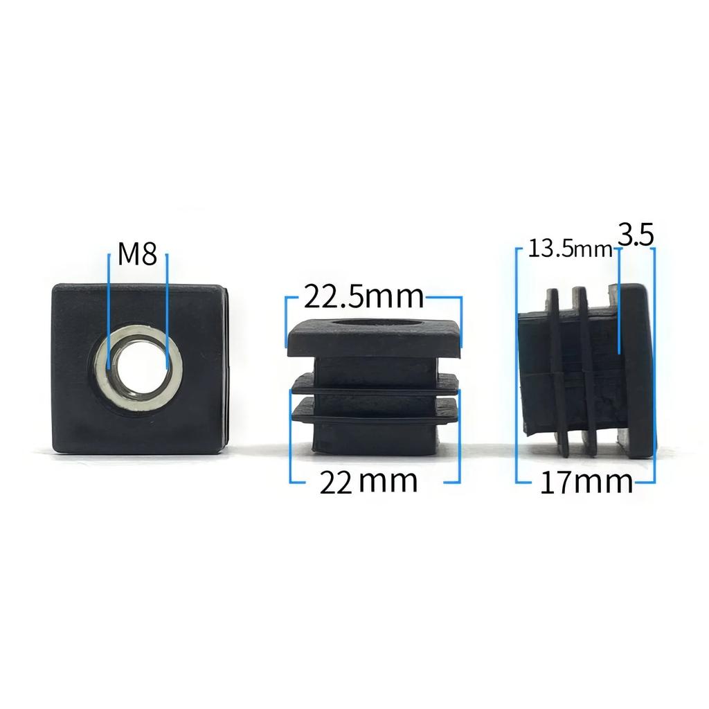 10 or 5pcs M5 M6 M8 Plastic Square Pipe Plugs with Nut Hole Blanking End Inserts Caps Pipe Cover Furniture Leg Feet Tube Plug